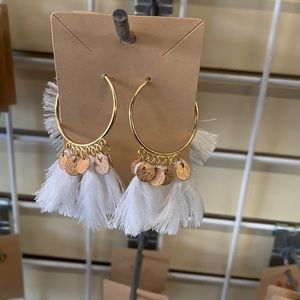 White tassel/hoop earrings